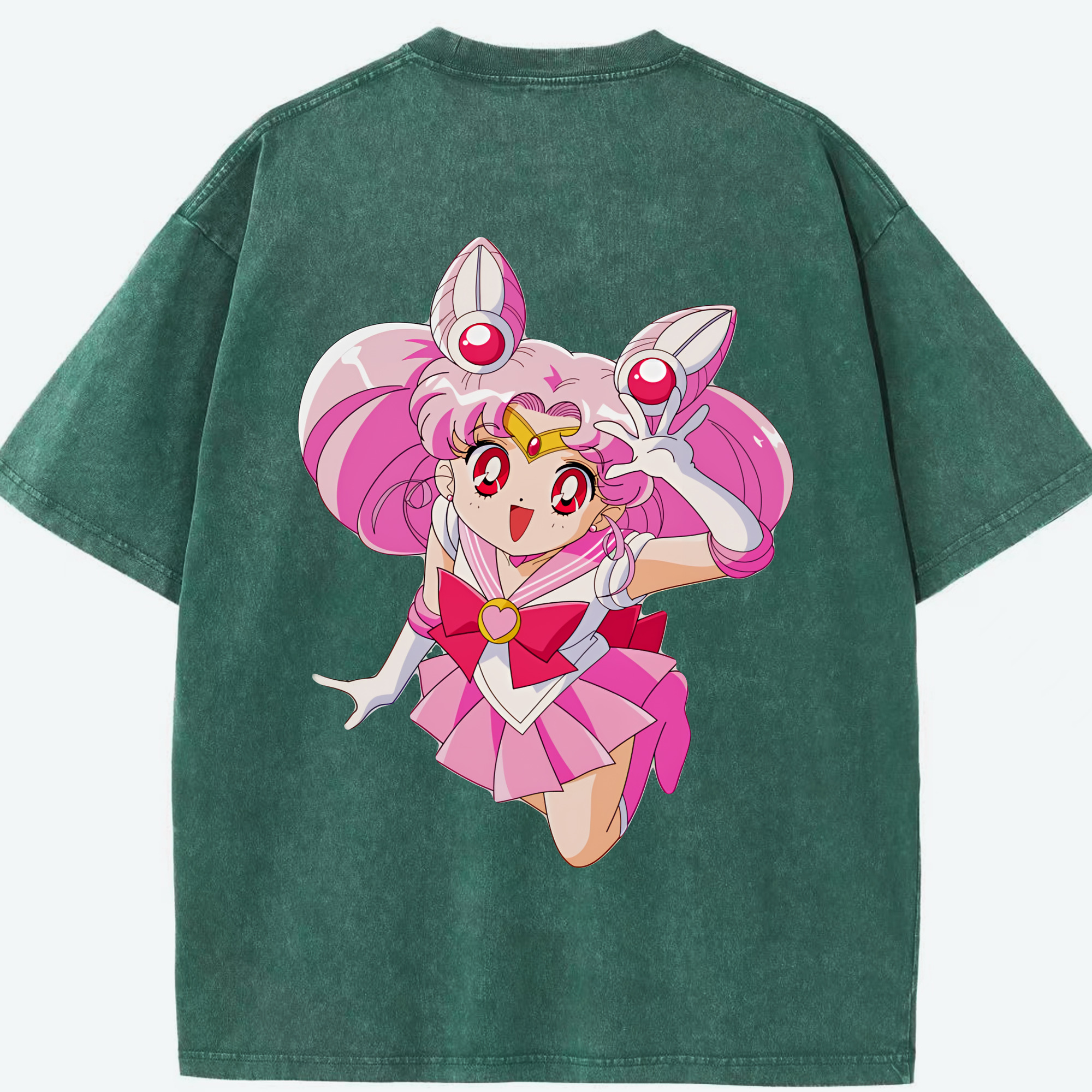 （画像用） 美少女戦士セーラームーン ちびうさ Sailor Moon Chibiusa Tsukino Usagi Small Lady Serenity 綿100% ヴィンテージ風 半袖Tシャツ（背面プリント）